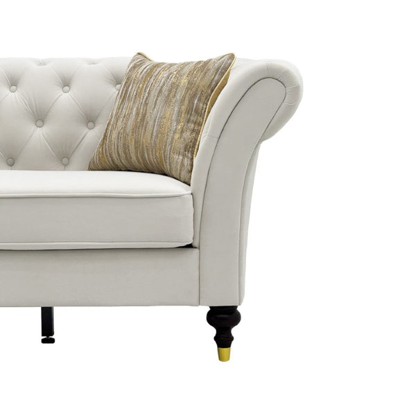 English Elm Fx-P31-Cw Chesterfield Sofa Button Tufted Three Seat Couch with Rolled Arms Solid Wood Legs W576P531269