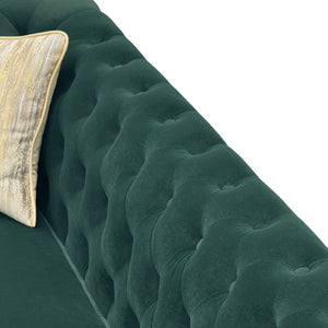 English Elm Fx-P31-Rg Emerald Velvet Chesterfield Sofa Tufted 3-Seater with Brass Accent Legs W576P531288