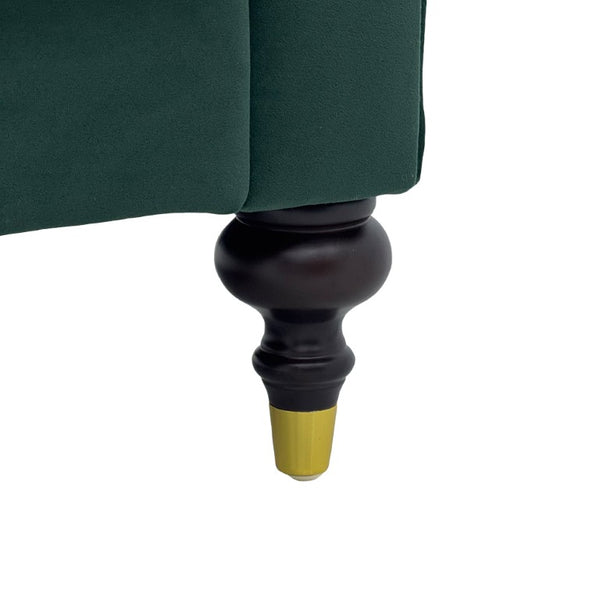 English Elm Fx-P31-Rg Emerald Velvet Chesterfield Sofa Tufted 3-Seater with Brass Accent Legs W576P531288