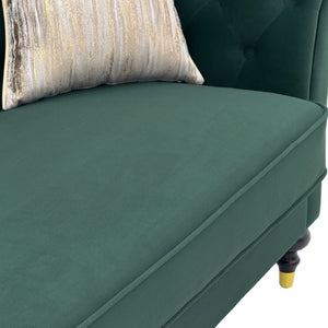 English Elm Fx-P31-Rg Emerald Velvet Chesterfield Sofa Tufted 3-Seater with Brass Accent Legs W576P531288