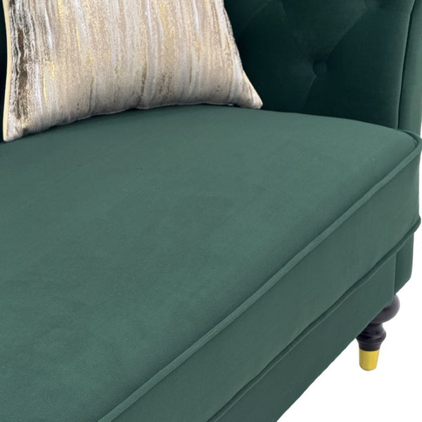 English Elm Fx-P31-Rg Emerald Velvet Chesterfield Sofa Tufted 3-Seater with Brass Accent Legs W576P531288