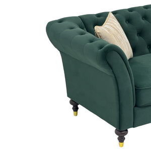 English Elm Fx-P31-Rg Emerald Velvet Chesterfield Sofa Tufted 3-Seater with Brass Accent Legs W576P531288