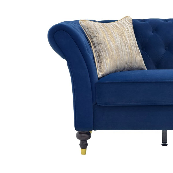 English Elm Fx-P31-Rb Chesterfield Velvet Sofa Tufted Rolled Arms Glam Gold Legs Living Room W576P531293
