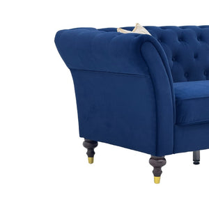 English Elm Fx-P31-Rb Chesterfield Velvet Sofa Tufted Rolled Arms Glam Gold Legs Living Room W576P531293