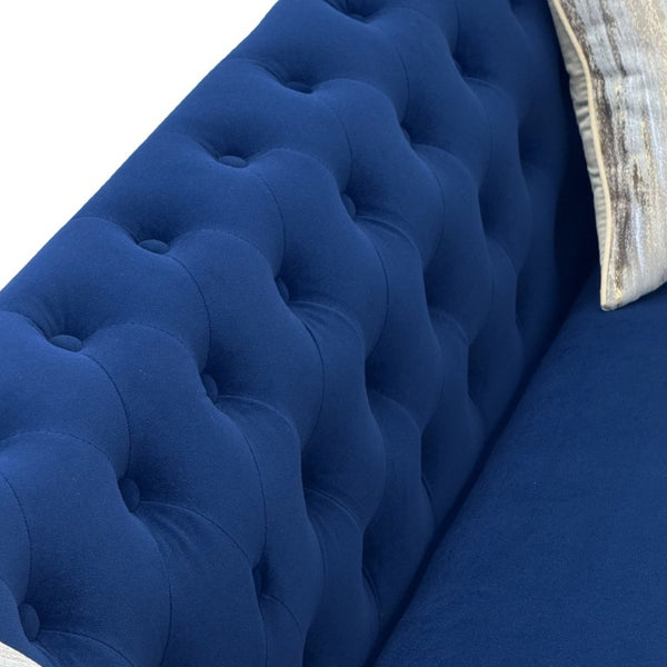 English Elm Fx-P31-Rb Chesterfield Velvet Sofa Tufted Rolled Arms Glam Gold Legs Living Room W576P531293