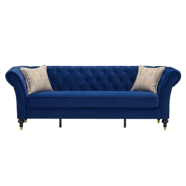 English Elm Fx-P31-Rb Chesterfield Velvet Sofa Tufted Rolled Arms Glam Gold Legs Living Room W576P531293