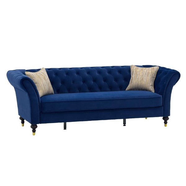 English Elm Fx-P31-Rb Chesterfield Velvet Sofa Tufted Rolled Arms Glam Gold Legs Living Room W576P531293