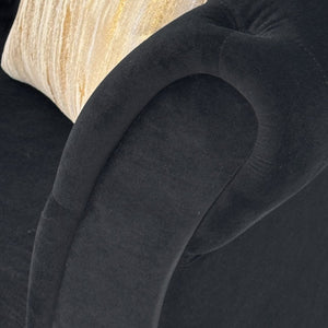 English Elm Fx-P31-Bk Velvet Chesterfield Sofa Tufted Three Seat Couch with Carved Wood Legs W576P531294