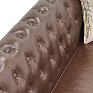 English Elm Fx-P31-Pubr Chesterfield Faux Leather Sofa Button Tufted Rolled Arms Cognac Living Room W576P531298