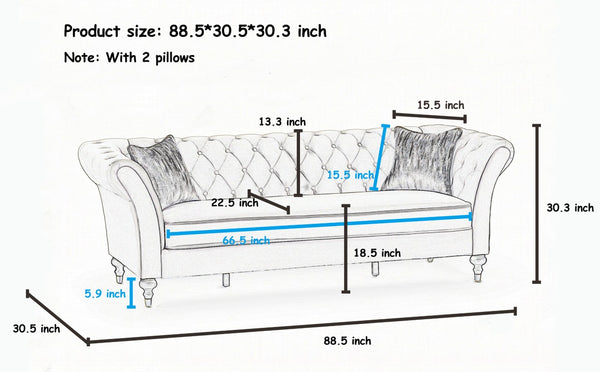 English Elm Fx-P31-Pubr Chesterfield Faux Leather Sofa Button Tufted Rolled Arms Cognac Living Room W576P531298