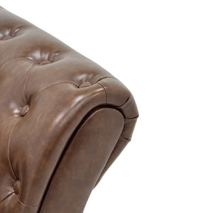 English Elm Fx-P31-Pubr Chesterfield Faux Leather Sofa Button Tufted Rolled Arms Cognac Living Room W576P531298