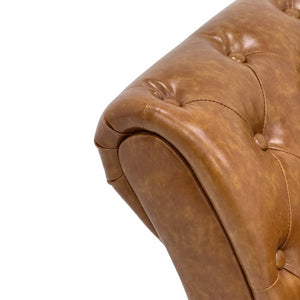 English Elm Fx-P31-Pulb Chesterfield Sofa Faux Leather Tufted 3 Seater with Turned Wood Legs Lounge W576P531299