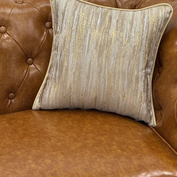 English Elm Fx-P31-Pulb Chesterfield Sofa Faux Leather Tufted 3 Seater with Turned Wood Legs Lounge W576P531299