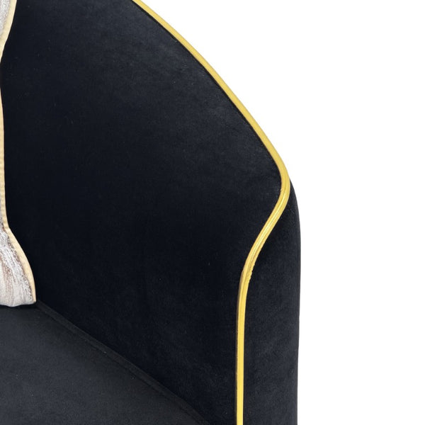English Elm Fx-P87-Bk Channel Tufted Black Velvet Sofa with Gold Legs for Modern Living Rooms W576P534665