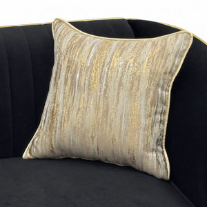 English Elm Fx-P87-Bk Channel Tufted Black Velvet Sofa with Gold Legs for Modern Living Rooms W576P534665