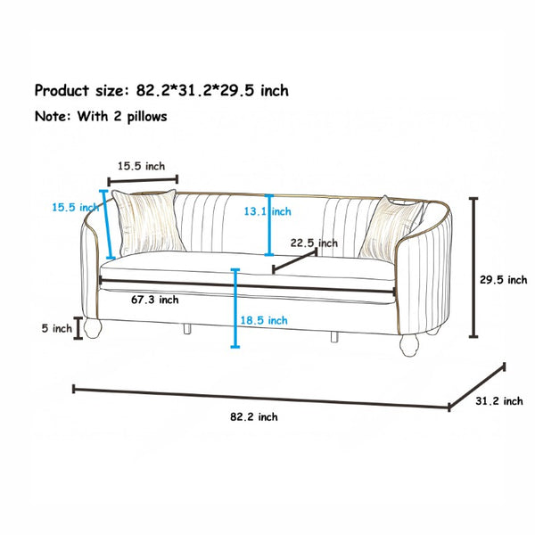 English Elm Fx-P87-Bk Channel Tufted Black Velvet Sofa with Gold Legs for Modern Living Rooms W576P534665