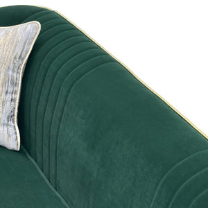 English Elm Fx-P87-Rg Emerald Velvet 3 Seat Sofa Channel Tufted Back Gold Legs Pocket Spring W576P534667