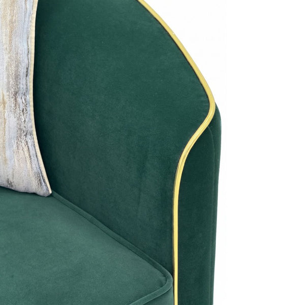 English Elm Fx-P87-Rg Emerald Velvet 3 Seat Sofa Channel Tufted Back Gold Legs Pocket Spring W576P534667