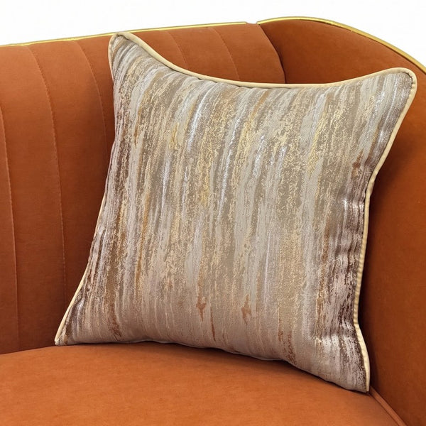 English Elm Fx-P87-Or Velvet Three Seat Sofa with Gold Legs Glamorous Channel Back Accent W576P534668