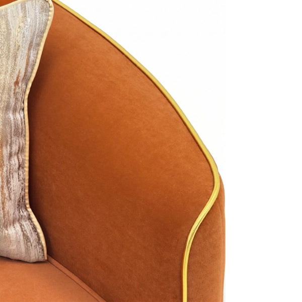 English Elm Fx-P87-Or Velvet Three Seat Sofa with Gold Legs Glamorous Channel Back Accent W576P534668
