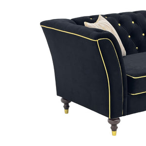 English Elm Fx-P32-Bk Classic Tufted Three Seat Sofa with Rolled Arms and Deep Sink Cushions W576P543606