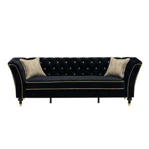 English Elm Fx-P32-Bk Classic Tufted Three Seat Sofa with Rolled Arms and Deep Sink Cushions W576P543606