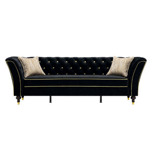 English Elm Fx-P32-Bk Classic Tufted Three Seat Sofa with Rolled Arms and Deep Sink Cushions W576P543606