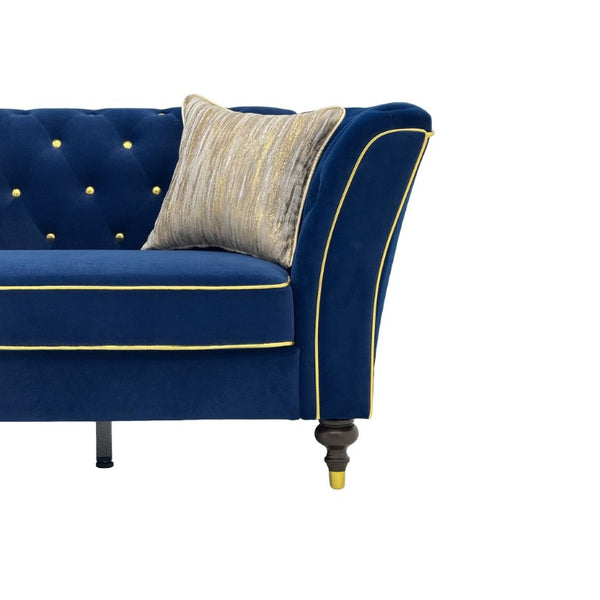 English Elm Fx-P32-Rb Tufted Three Seat Sofa with Rolled Arms and Raised Legs for Living Room W576P543607