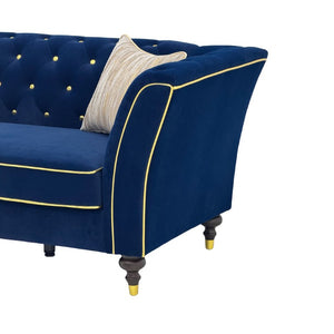 English Elm Fx-P32-Rb Tufted Three Seat Sofa with Rolled Arms and Raised Legs for Living Room W576P543607