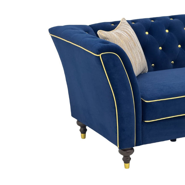 English Elm Fx-P32-Rb Tufted Three Seat Sofa with Rolled Arms and Raised Legs for Living Room W576P543607