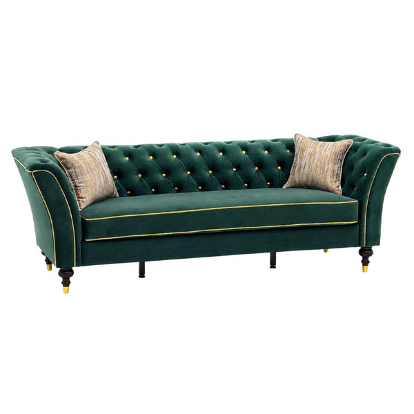 English Elm Fx-P32-Rg Tufted 3 Seater Sofa with Raised Legs for Compact Apartment Living Rooms W576P543609