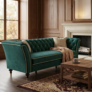 English Elm Fx-P32-Rg Tufted 3 Seater Sofa with Raised Legs for Compact Apartment Living Rooms W576P543609