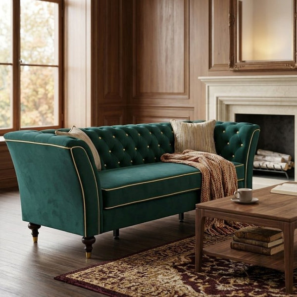 English Elm Fx-P32-Rg Tufted 3 Seater Sofa with Raised Legs for Compact Apartment Living Rooms W576P543609