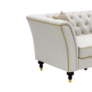 English Elm Fx-P32-Cw Tufted Three Seat Sofa with Rolled Arms and Elevated Legs for Living Rooms W576P543612