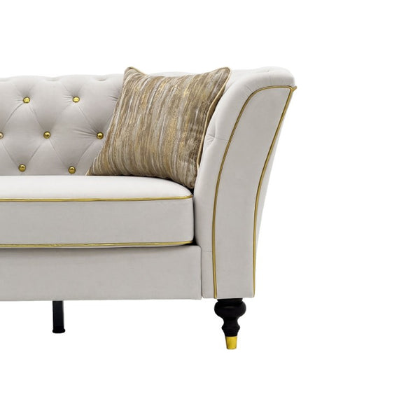 English Elm Fx-P32-Cw Tufted Three Seat Sofa with Rolled Arms and Elevated Legs for Living Rooms W576P543612