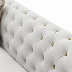 English Elm Fx-P32-Cw Tufted Three Seat Sofa with Rolled Arms and Elevated Legs for Living Rooms W576P543612