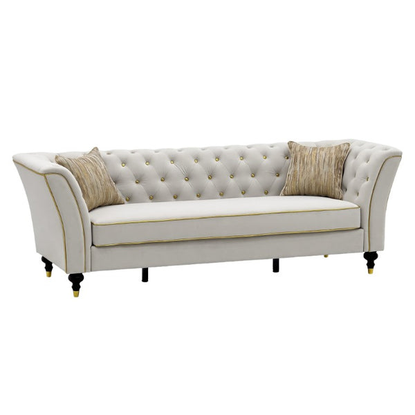 English Elm Fx-P32-Cw Tufted Three Seat Sofa with Rolled Arms and Elevated Legs for Living Rooms W576P543612