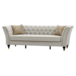 English Elm Fx-P32-Cw Tufted Three Seat Sofa with Rolled Arms and Elevated Legs for Living Rooms W576P543612