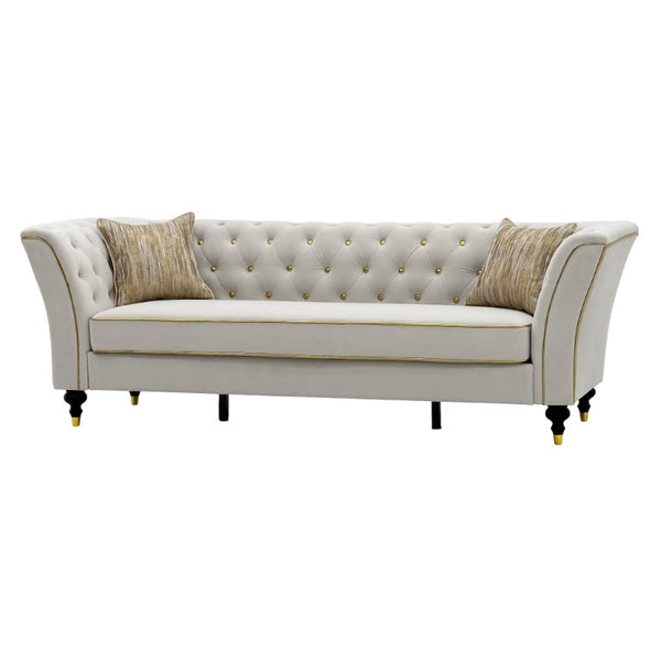 English Elm Fx-P32-Cw Tufted Three Seat Sofa with Rolled Arms and Elevated Legs for Living Rooms W576P543612