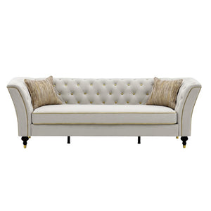 English Elm Fx-P32-Cw Tufted Three Seat Sofa with Rolled Arms and Elevated Legs for Living Rooms W576P543612