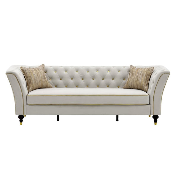 English Elm Fx-P32-Cw Tufted Three Seat Sofa with Rolled Arms and Elevated Legs for Living Rooms W576P543612