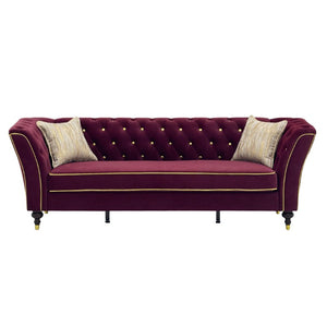 English Elm Fx-P32-Wr Chesterfield Sofa Tufted Three Seat Rolled Arm Upholstered Living Room Couch W576P543613