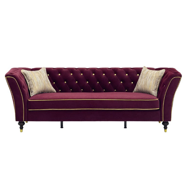 English Elm Fx-P32-Wr Chesterfield Sofa Tufted Three Seat Rolled Arm Upholstered Living Room Couch W576P543613