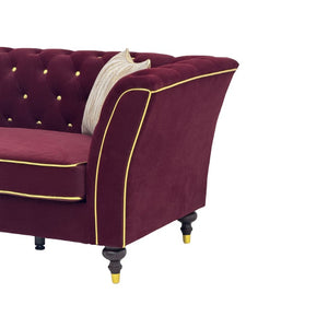 English Elm Fx-P32-Wr Chesterfield Sofa Tufted Three Seat Rolled Arm Upholstered Living Room Couch W576P543613