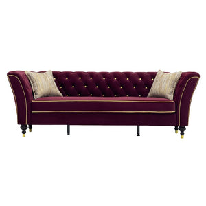 English Elm Fx-P32-Wr Chesterfield Sofa Tufted Three Seat Rolled Arm Upholstered Living Room Couch W576P543613