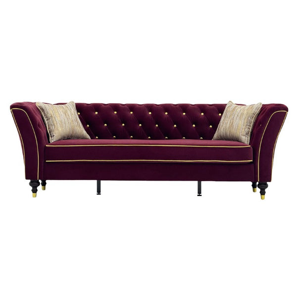 English Elm Fx-P32-Wr Chesterfield Sofa Tufted Three Seat Rolled Arm Upholstered Living Room Couch W576P543613