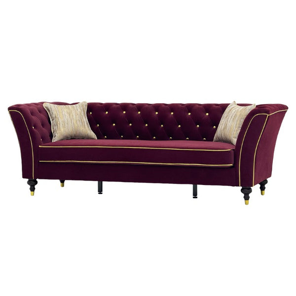 English Elm Fx-P32-Wr Chesterfield Sofa Tufted Three Seat Rolled Arm Upholstered Living Room Couch W576P543613