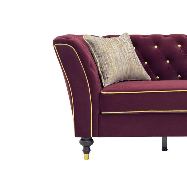 English Elm Fx-P32-Wr Chesterfield Sofa Tufted Three Seat Rolled Arm Upholstered Living Room Couch W576P543613