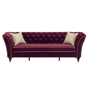 English Elm Fx-P32-Wr Chesterfield Sofa Tufted Three Seat Rolled Arm Upholstered Living Room Couch W576P543613