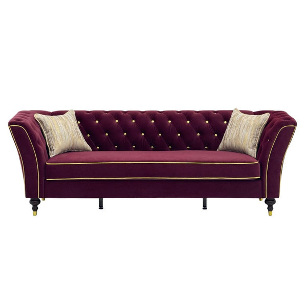 English Elm Fx-P32-Wr Chesterfield Sofa Tufted Three Seat Rolled Arm Upholstered Living Room Couch W576P543613